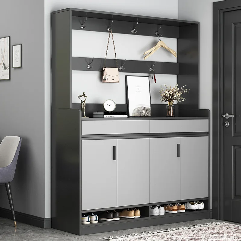 

The dining side cabinet is integrated against the wall, storage cabinet is multi-functional for storage and storage