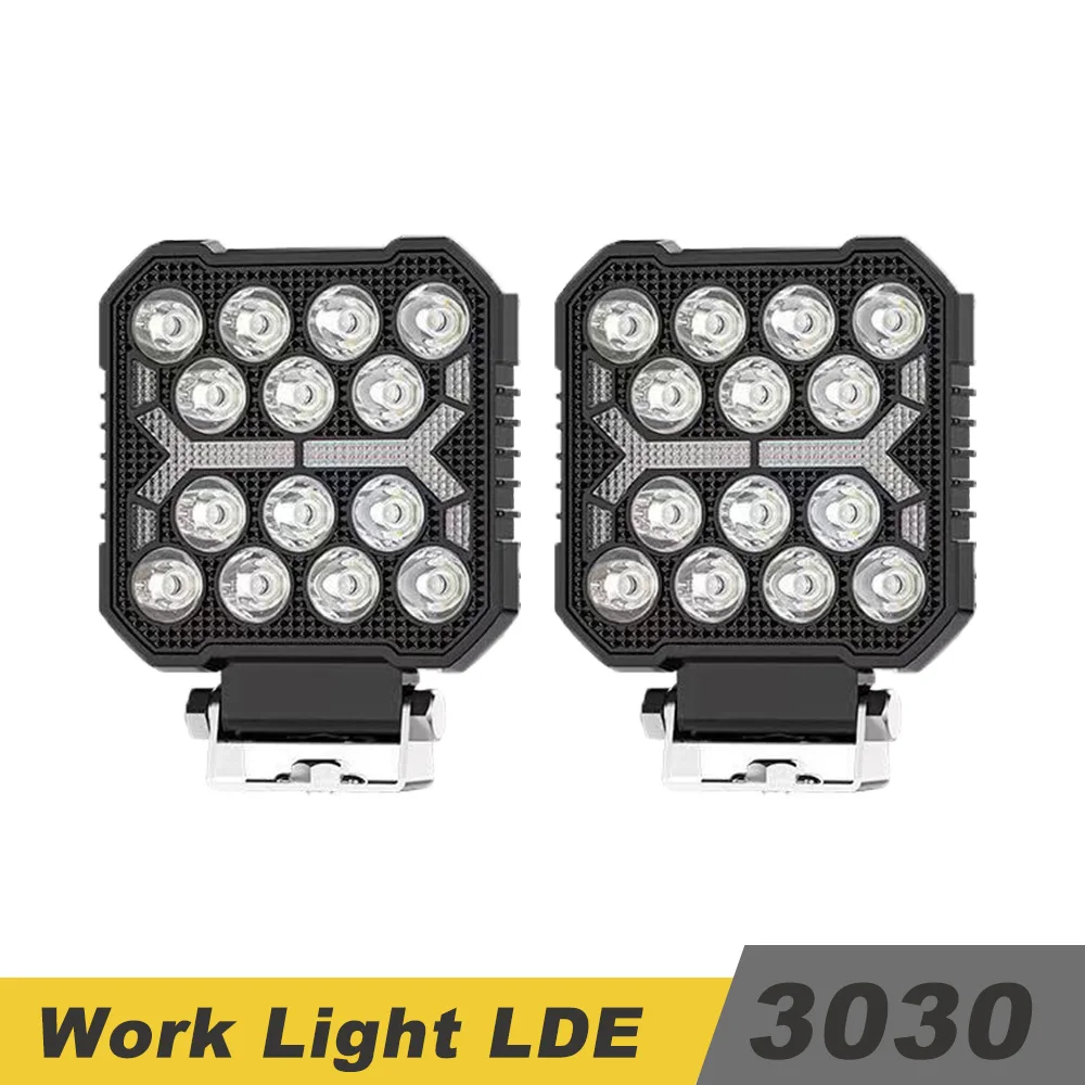 

14Led 4inch 9-30V quare DRL Day Running Lights Modified LED Work Lights Off-Road Vehicle Spotlights ATV SUV 4X4 Headlights Flash