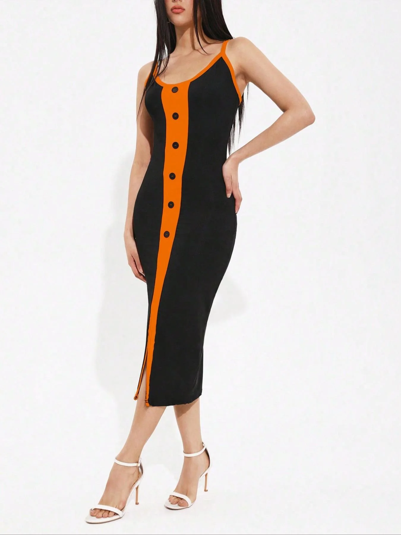 Abito da donna con patchwork color block, abito corto casual senza maniche per l'estate, abbigliamento da donna per l'uso quotidiano