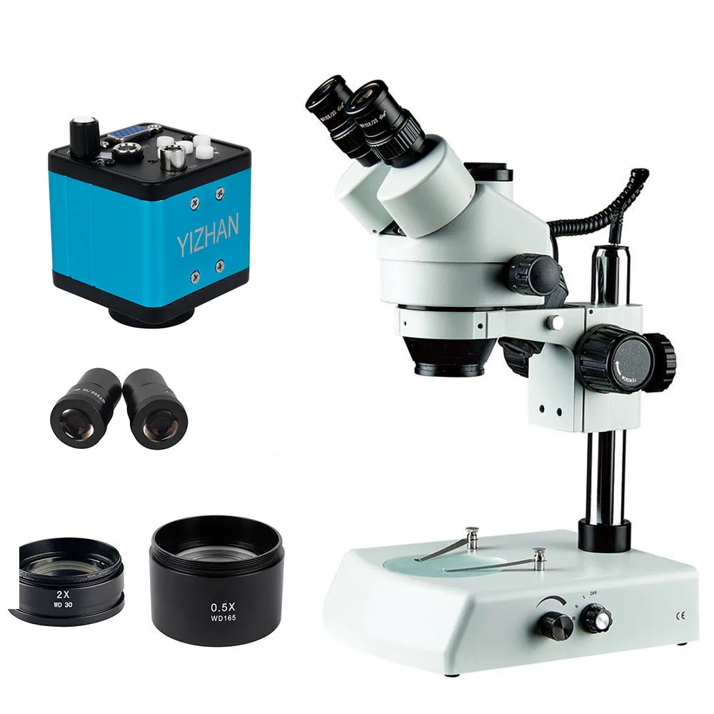 3.5X-180X Zoom Trinocular Stereo Microscope Adjustable Interpupillary Distance Full Metal Chrome Plated Mechanical Microscope