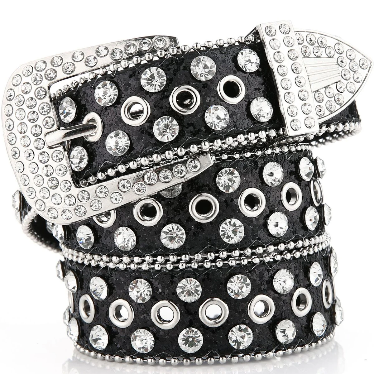 Women's Rhinestone Hollow Belt Pin Buckle Sequins Studded Belt For Women Wedding Party Belt Punk Y2K Valentines Gifts For Her image 2