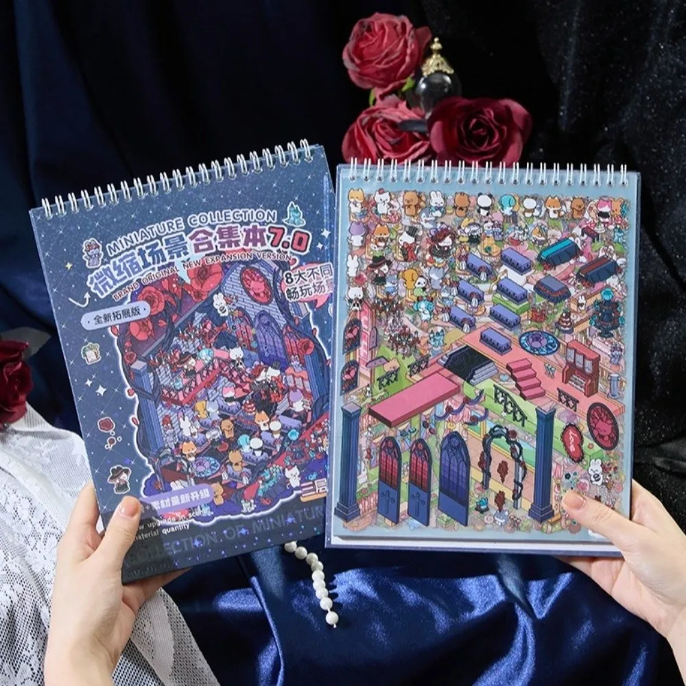 PET 3D Landscape Stickers 8/10 Scene 20 Sheets 5.0 6.0 7.0 Visual Stacking Sticker Cartoon Town Large Style Cabin Scene Stickers