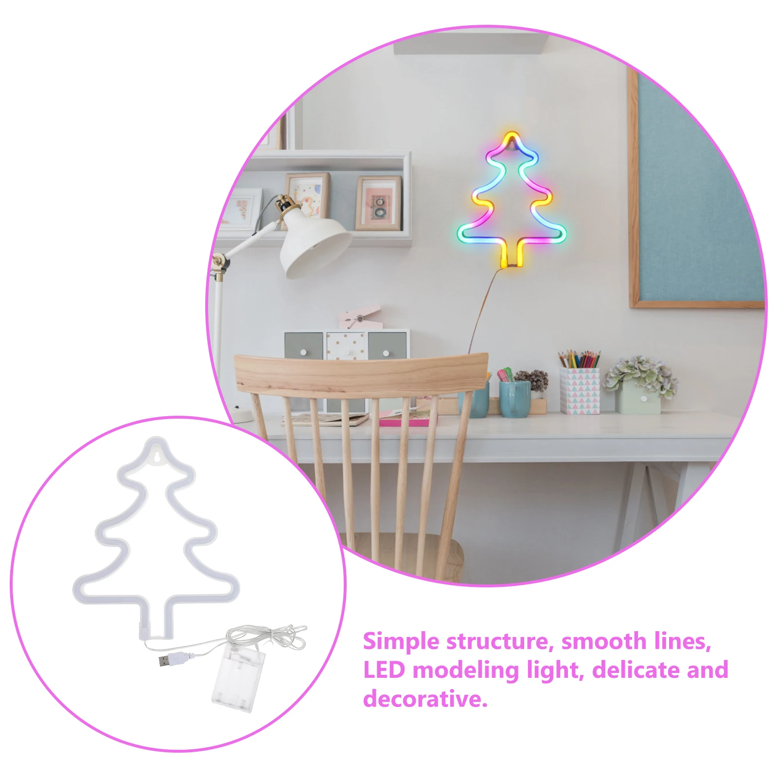 

Christmas Tree Shape Neon Night Usb Powered Led Lamp Decorative Creative Bedroom Party Atmosphere Light Festival Wall Decoration