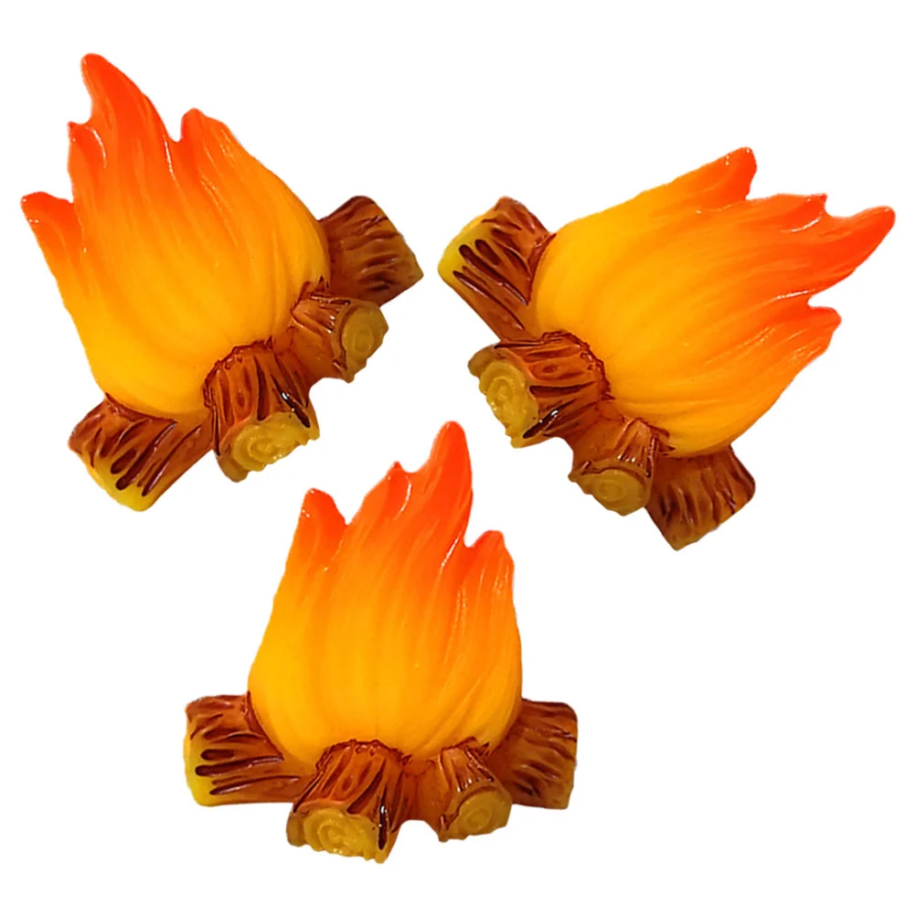 

3 Pcs Mini Firewood Pile Toy Micro Campfire Artificial Miniature Bonfire Resin Model Camping Party Decorations Forest