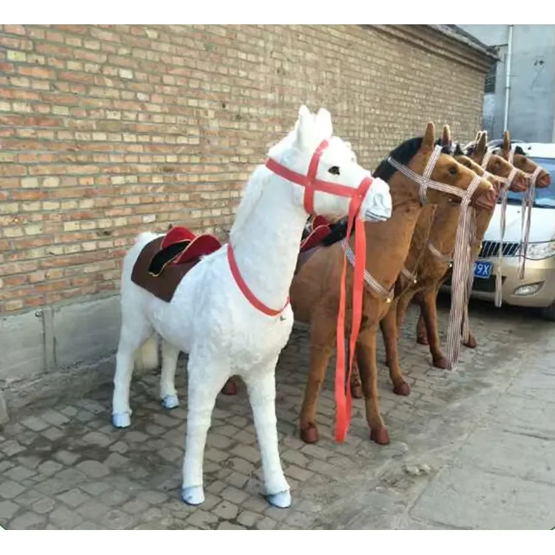 for Kids Plush Ride on Horse Toy Large Stuffed Animal Model Soft Simulation Pony Home Farm Room Decoration Gift for Children