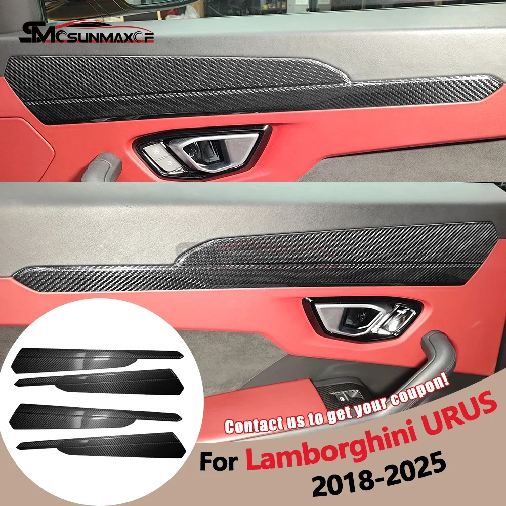 

For Lamborghini URUS 2018-2025 Carbon Fiber Interior Door Panel Trim Cover Stickers Modification Car Accessories