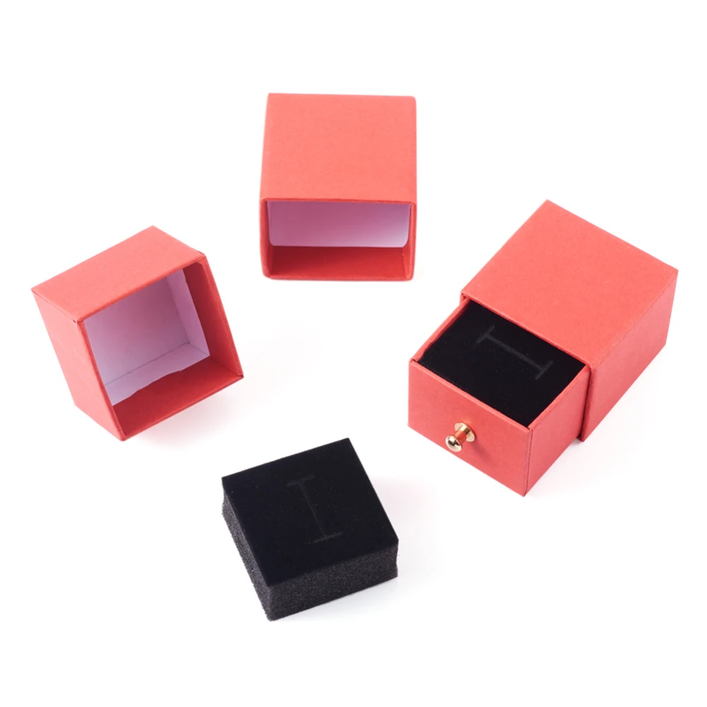 10/15 Sets Square/Rectangle Paper Drawer DIY Jewelry Box with Brass Rivet for Rings Bracelet Necklace Gift Packaging Container