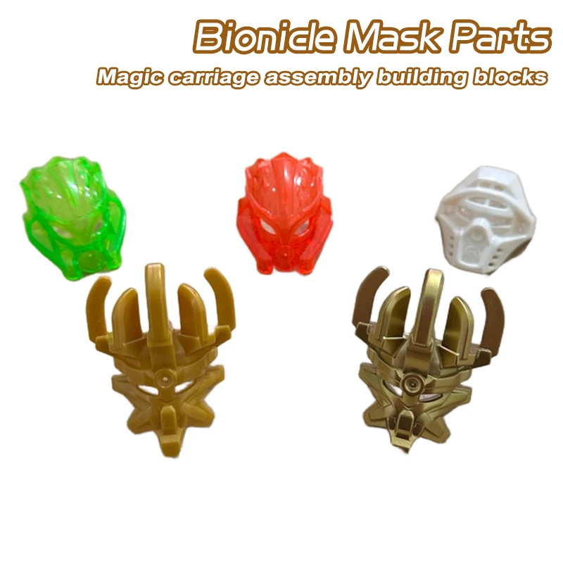 3pcs/Lot Bionicle Mask Parts Electroplated Gold Mask Headwear Building Blocks Toys Parts MOC Bricks 20477 24157 19077