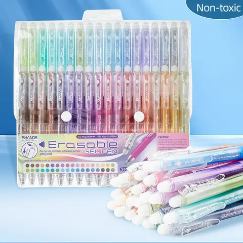12/24/36 Color Retractable Gel Pen Set 0.7mm Fine Point Erasable Marking Pens for Drawing Coloring School Aesthetic Supplies