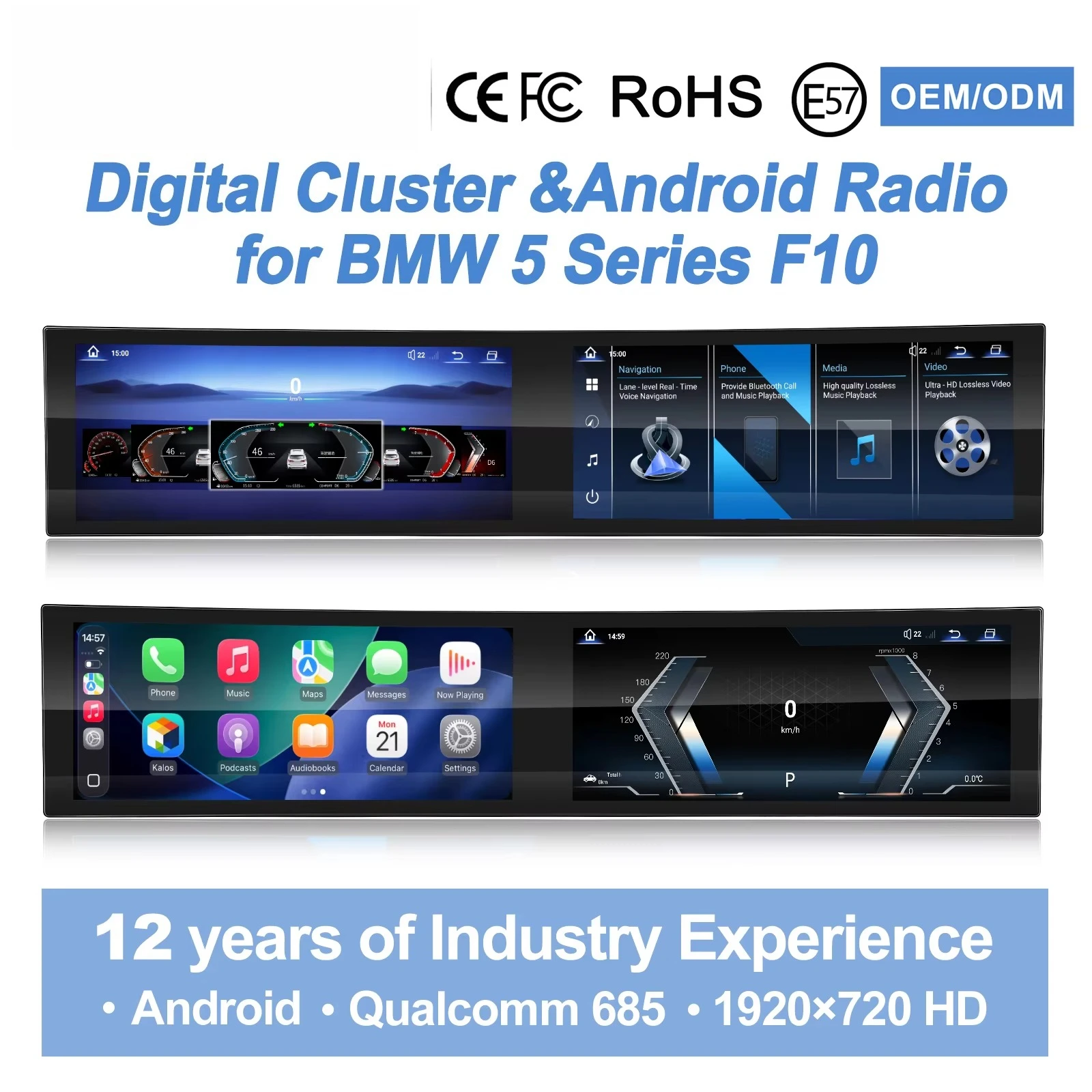 32 Inch Curved Screen New Design for 5 Series F10 F11 F18 Multimedia Android Car Radio Auto Carplay Stereo LCD Dashboard
