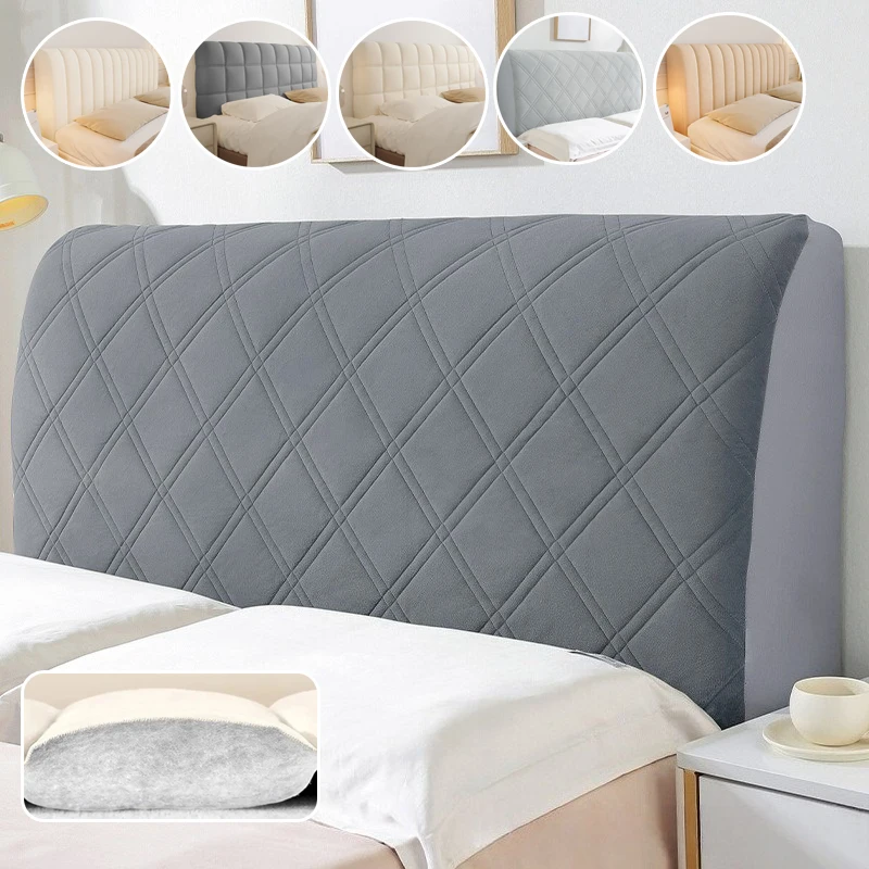 

Velvet Warm Bed Headboard Cover 360° Full Coverage Upholstered Headboard Slipcover Bed Protective Cover for Home כיסוי ראש מיטה