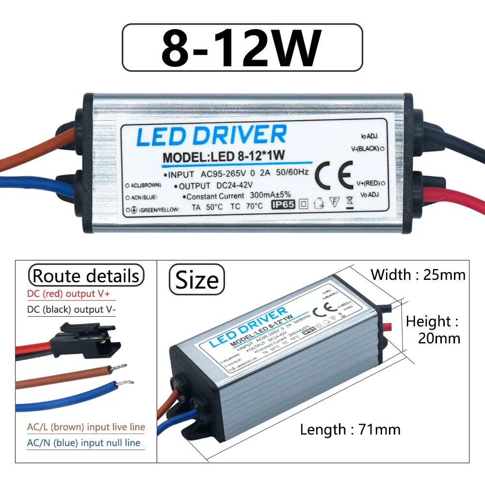 Imagem -04 - Led Driver ac dc Transformadores de Iluminação 300ma Fonte de Alimentação Ip65 ao ar Livre à Prova Dip65 Água 12 24 Volts Driver de Fonte de Alimentação para Leds 10 Peças