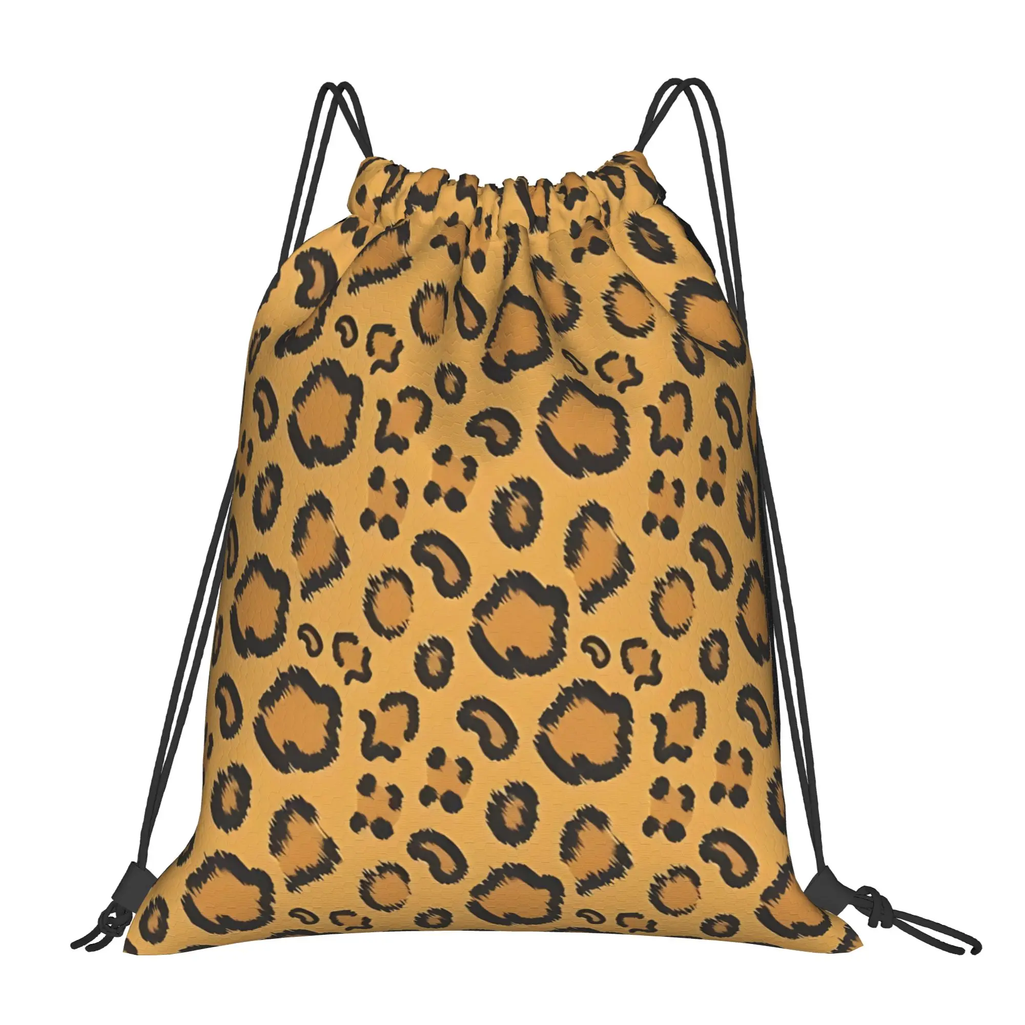Leopard Leopard Print Multi-function Pocket Men Women Storage Backpack Teenager Travel Bag Print Drawstring Bags