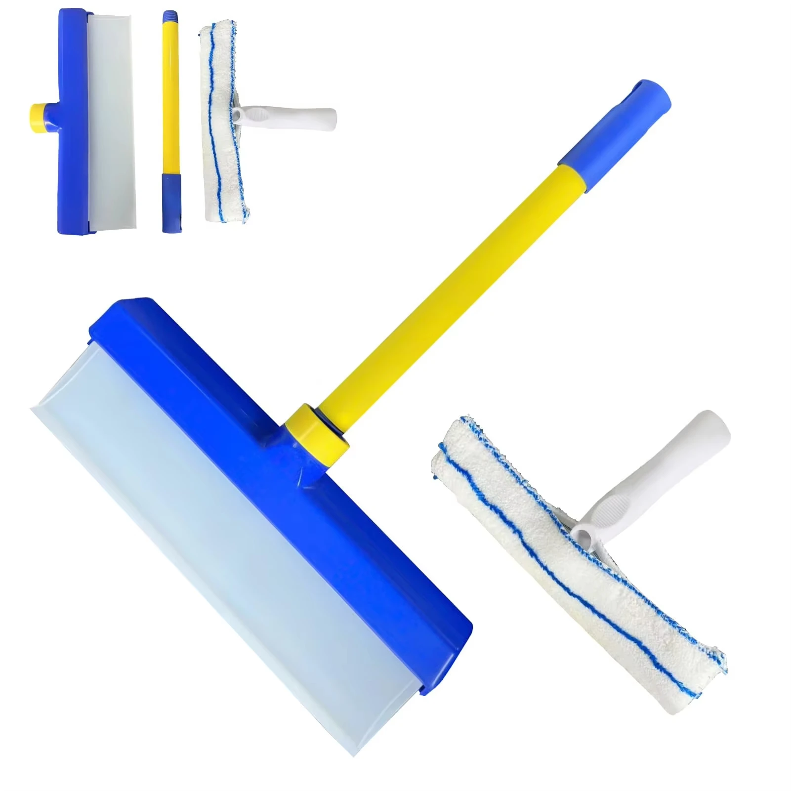3-in-1 Reinigingsset T-vormige steel 30cm korte steel siliconen glasreiniger auto huishouden badkamer glas spiegel raam deur trekker