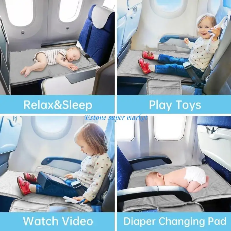 090B سرير سفر للأطفال قابل للتحويل للطائرة، تصميم قابل للطي مع إعدادات سريعة ومنظم للآباء #5