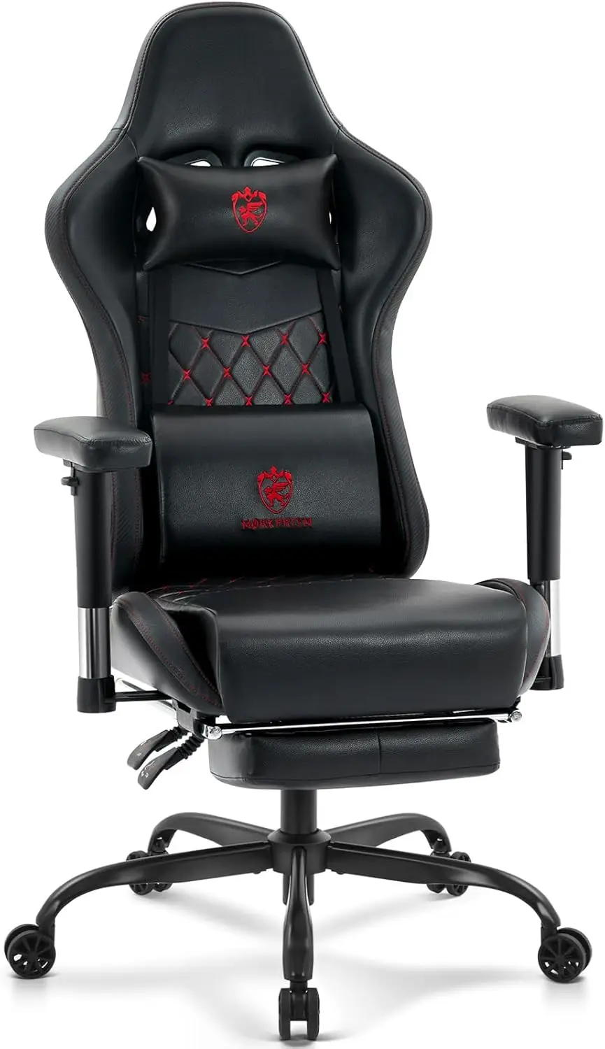 

Gaming Chair,Computer Office Chair with Footrest,Massage Lumbar Support and Gel Pad,Ergonomic Reclining Leather Gamer Chair
