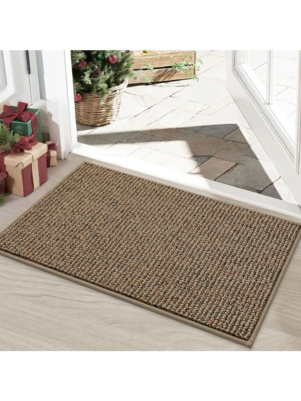 

20"x32" Non-Slip Dirt Trapper Doormat, Washable & Absorbent, Low Profile Entry Mat, Beige