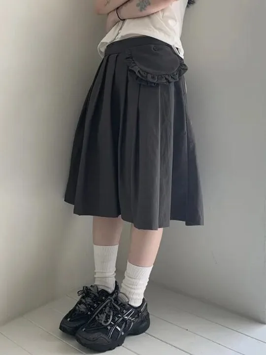 Summer New Style Women's Midi Skirt with Pleats And Lace Trim Belted Splicing Half-length Skirts Floral Print Dress Set