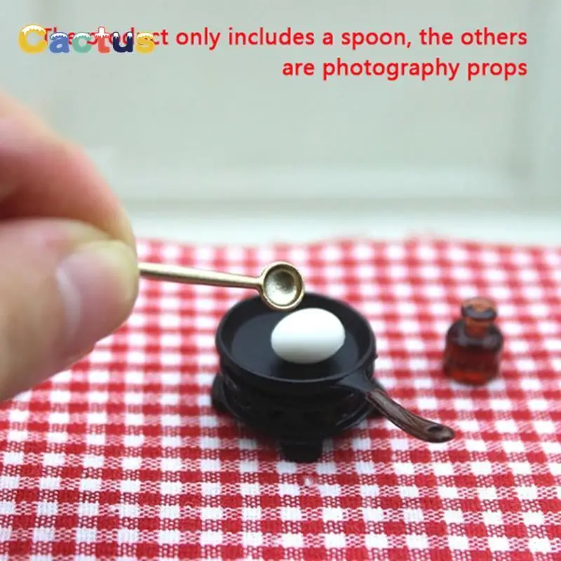 1Pc 1:12 Dollhouse Miniature Spoon Mixing Spoon Ice Cream Spoon Tableware Kitchen Decor Doll House Accessories Pretend Play Toy