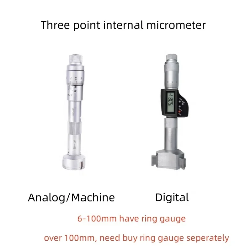 GUANGLU Analog Three point Internal Micrometer 6-100mm 0.001mm Digital 3 Point Inside Micrometer Internal Micrometers