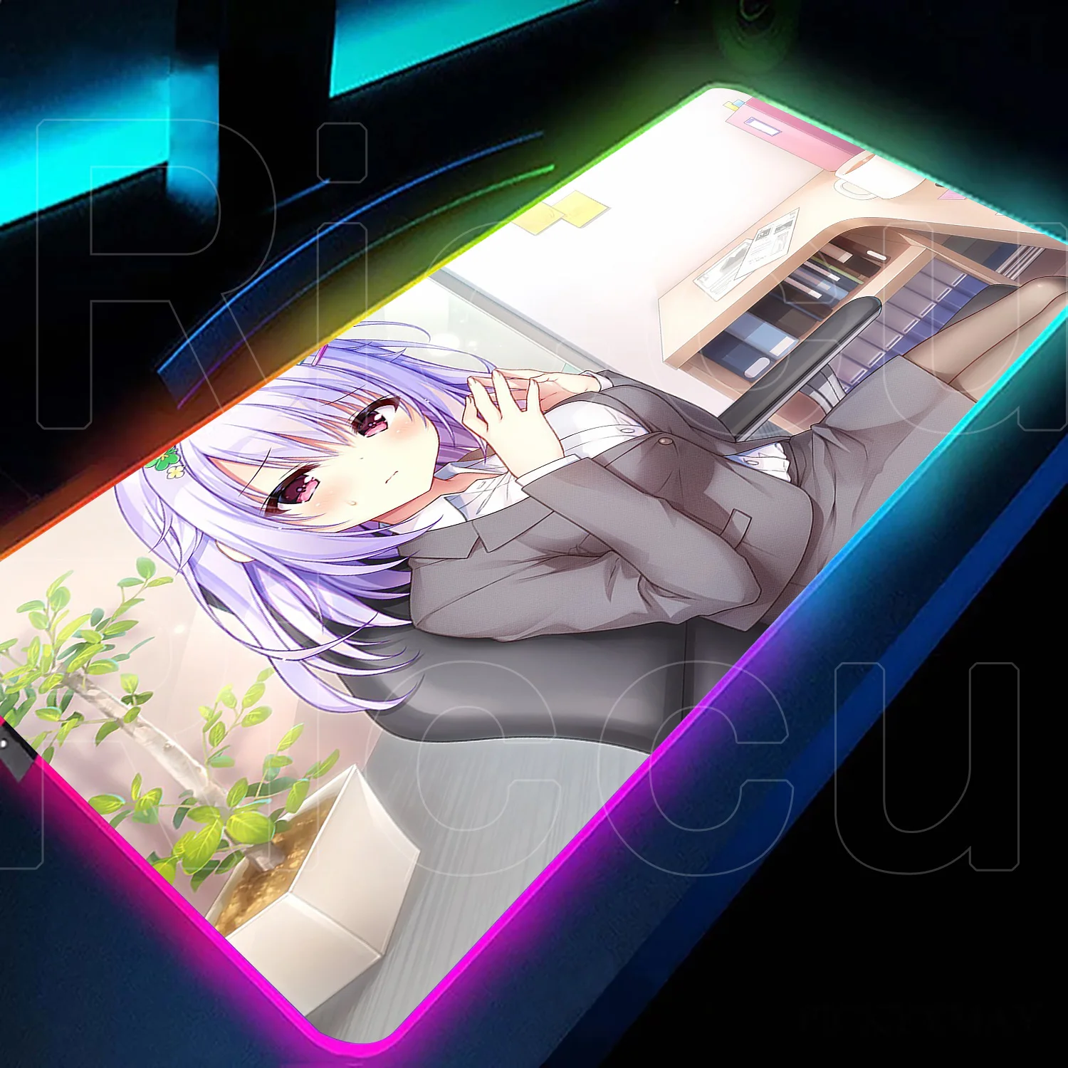 

LED Mouse Pad Gamer PC Keyboard Desk Mat desk accessories Cute Girl Mouse Pad RGB Mousepad Suitable for gaming and office work