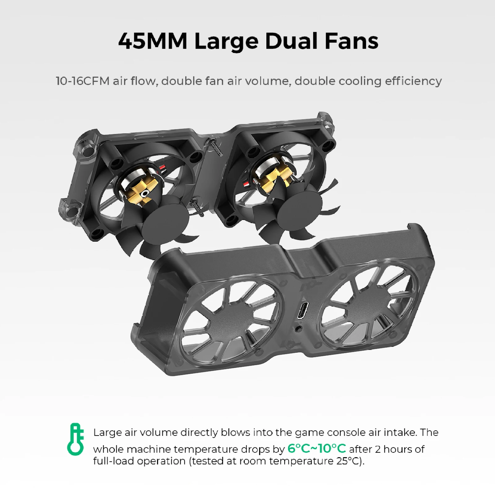 

Portable Magnetic Cooling Fan For Steam Deck For ROG Ally X For Legion Go 6000RPM 45mm Dual Fans 10-16CFM Airflow 3 Speeds