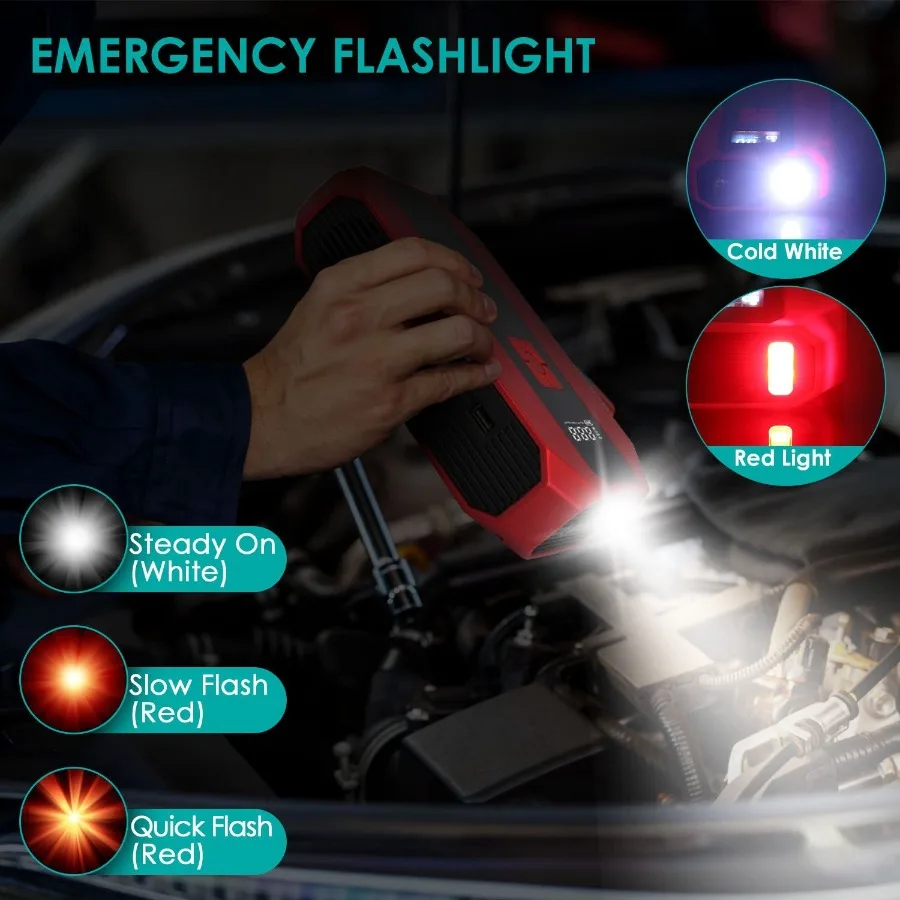 Draagbare Auto Jump Starter Luchtcompressor 1500A 400PSI Auto Acculader Jump Starter Power Bank LED Zaklamp Digitale Band I