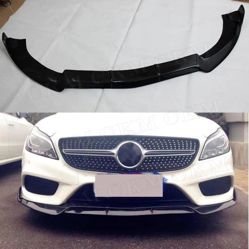 

CLS Class Carbon Fiber Front Lip Shovel Spoiler For Mercedes Benz W218 CLS550 CLS400 2012- 2019 B Style Bumper Guard Body Kits