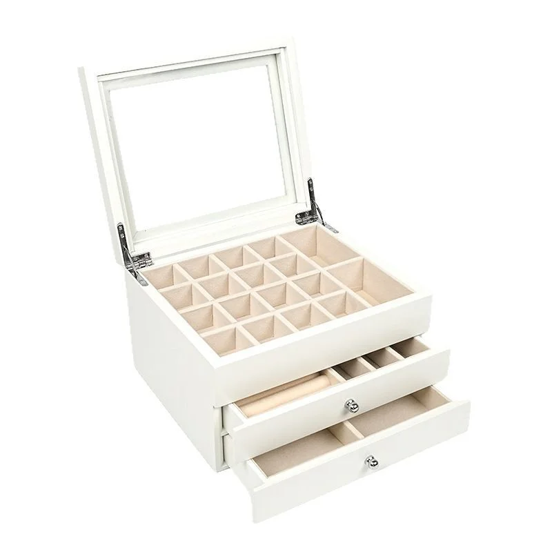 

Double Wooden Jewelry Box Bedroom Desktop Jewelry Necklace Jewelry Drawer Solid Wood Storage Box