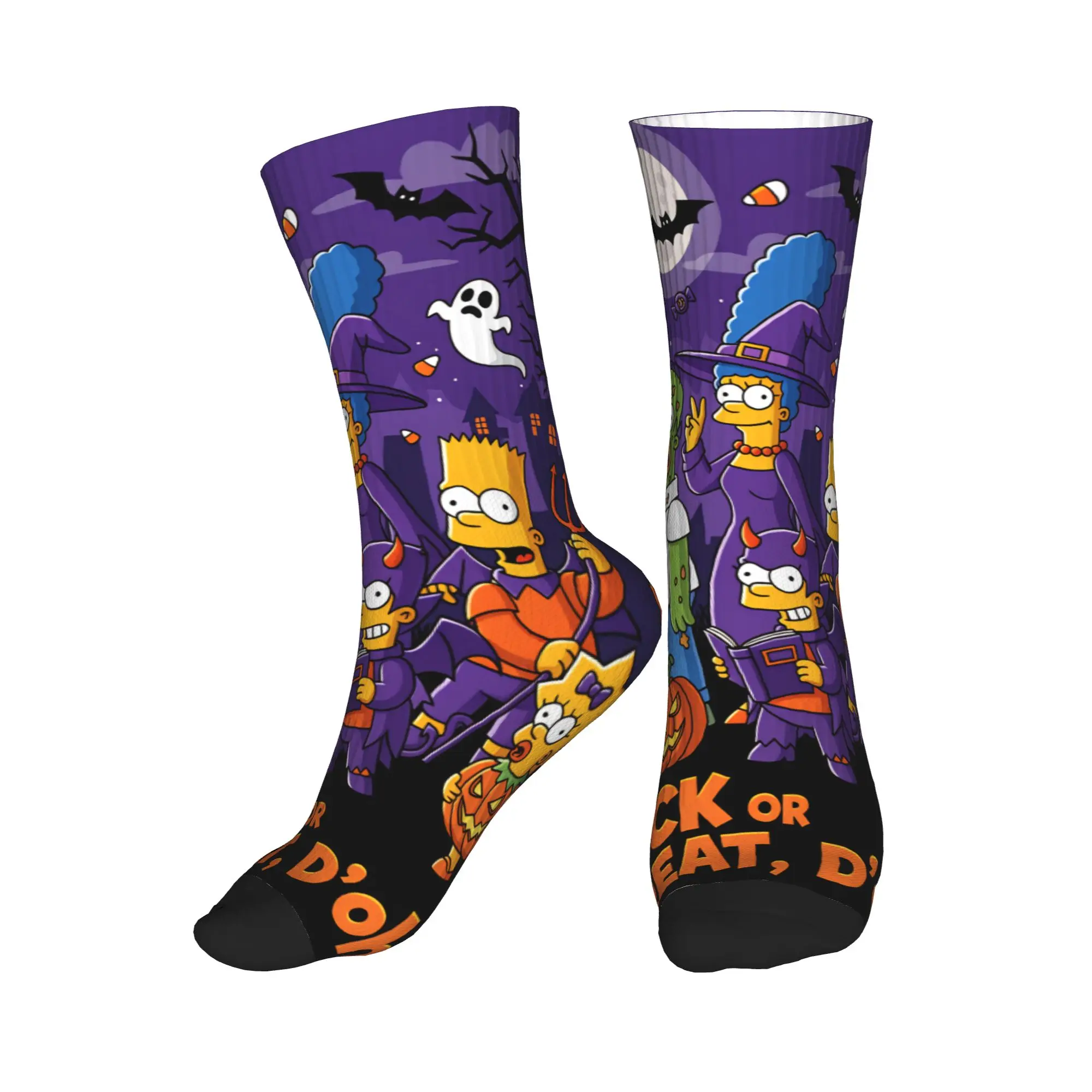 

Women Men Socks Funny S-Simpsons Trick or Treat D'oh Halloween Stockings Autumn Socks Design Running Sports Non Slip Socks