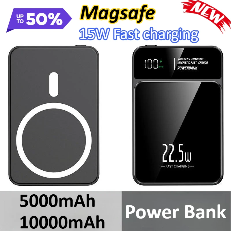 

5000mAh 10000mAh 15W Fast Charging Magnetic Wireless Small Portable Power Bank for IPhone for Huawei for Xiaomi for IPad