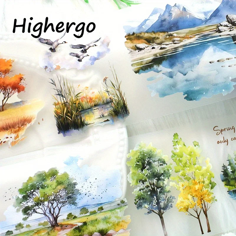 2m/ Roll Matte The Four Seasons PET Sticker decorativo Natural Scenery Tape per Scrapbook Magazine cancelleria estetica