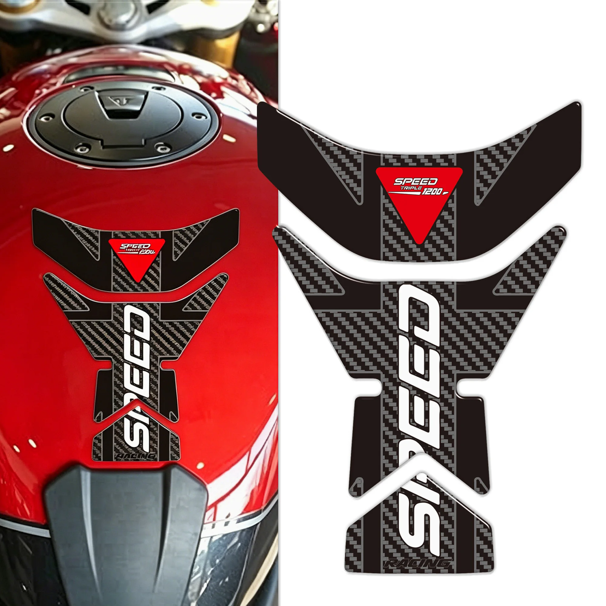 3D Resin Stickers Motorcycle Side Tank Decoration & Protector Compatible with Speed Triple 1200 RR
