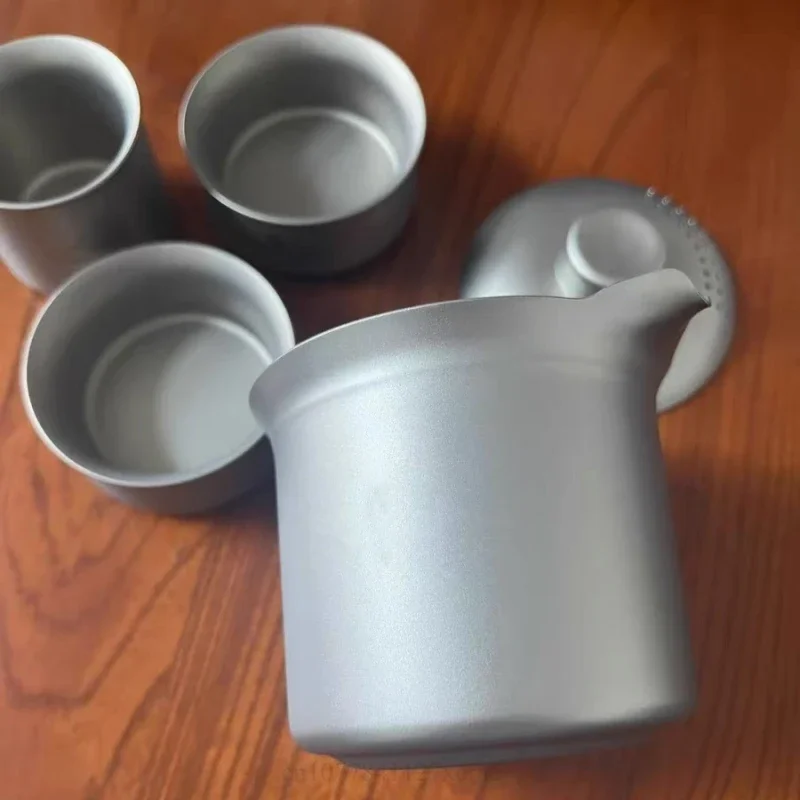 

Набор чайных чашек из чистого титана 30 мл/125 мл, двухслойный чайник для пикника, легкий портативный набор для чаепития на природе и кемпинга