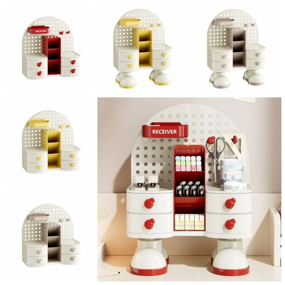 Plastic Hole Board Storage Rack Large Capacity Organizer Desktop Stationery Storage Box Vertical Drawer Style Student Pen Holder