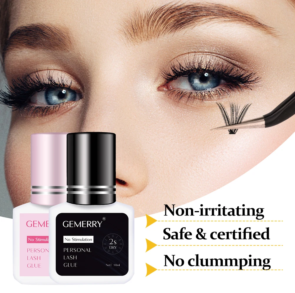 GEMERRY 5/10ml Eyelashes Glue 2s Fast Drying Self-use Eyelashes Glue Personal Lash Glue Open Eyes Use DIY Cluster Eyelashes Glue