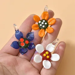 2pcs 40x30mm Sun Flower Lampwork Pendant For Necklace Making Fashion Murano Glass Pendants Bead DIY Jewelry Bracelet Earring