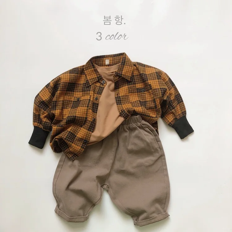 Ins 2024 Autumn Toddler Boys Trousers Cotton Solid Loose Elastic Waist Versatile Kids Boys Pants Simple Casual Children Boy Pant