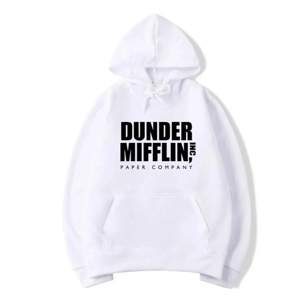 Paper Company Hoodie, Büro-TV-Serie, Slogan, Dunder Mifflin, Grau, Unisex, für Damen und Herren, Oversized, lässiger Pullover, langärmelig. – Detail 3