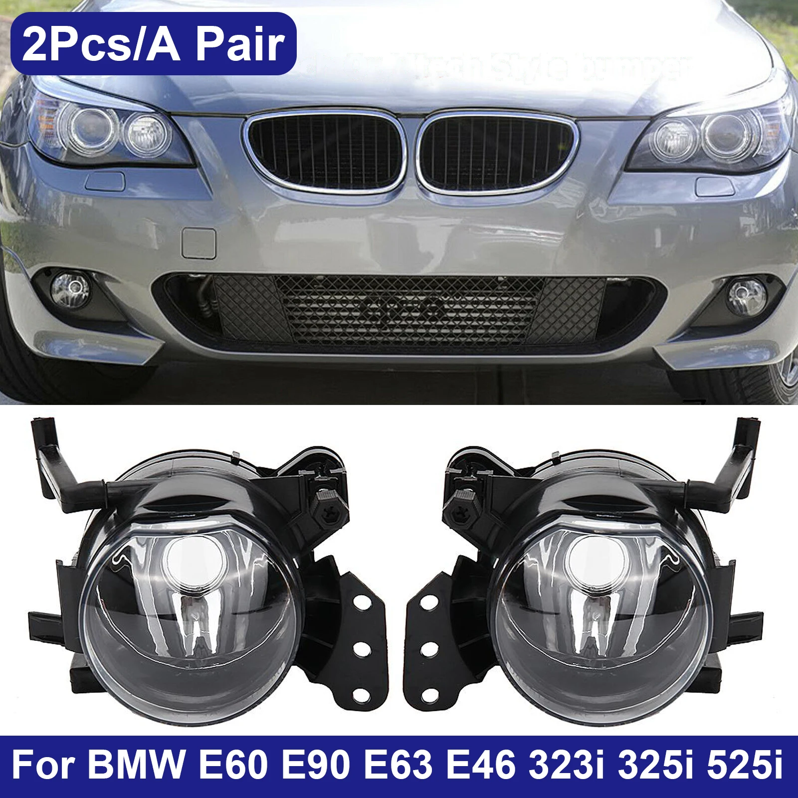 A Pair Car Front Fog Light  Without Bulbs Fit For BMW E60 E90 E63 E46 63176910792 63176920704 63176910791 63176920703