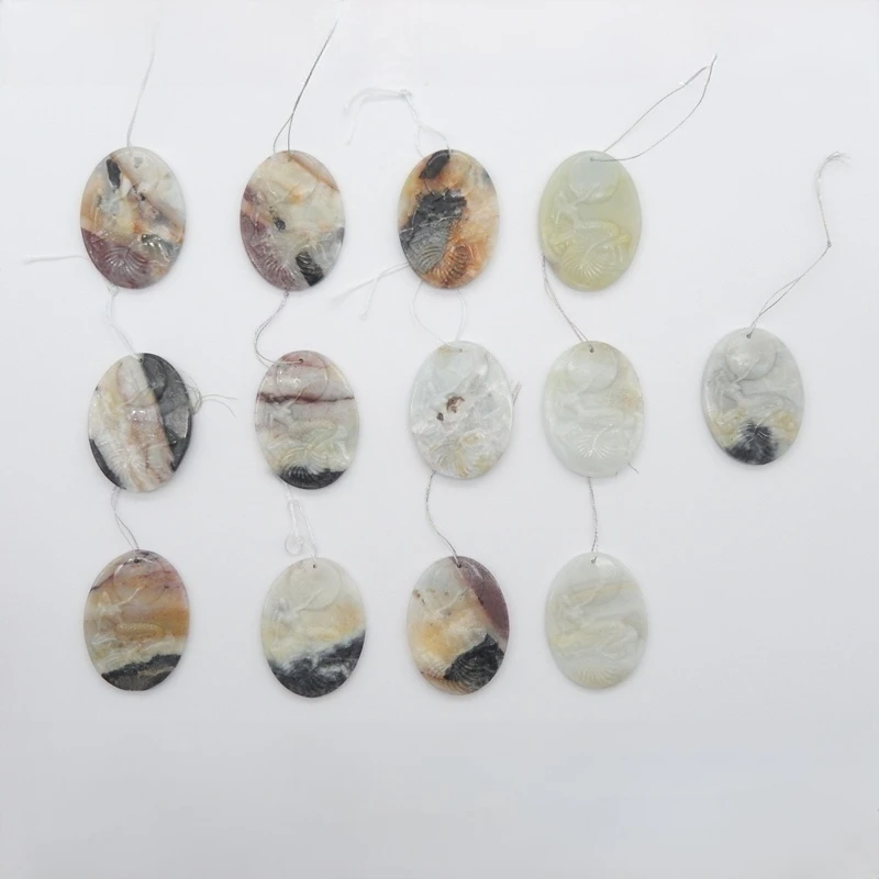 

1PC Natural Amazonite Stone Oval Carved Mermaid Pendant Bead for DIY Jewelry Making Accessories (Random Delivery) 40x29x4mm 9.6g