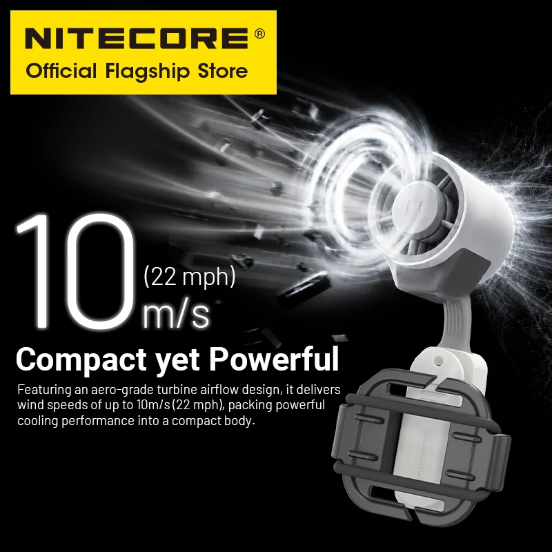 NITECORE NCF20 Outdoor Clip-on Fan Handheld Fan Portable Pocket Cooling Blower 43g for Fishing Camping Commute Hiking Concert