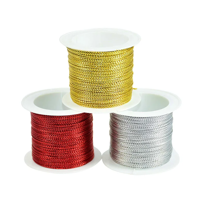 20 Meters 1mm Rope Gold Silver Red Rope Silk Thread Bracelet Tag Clothing Sewing Gift Decoration Accessories DIY