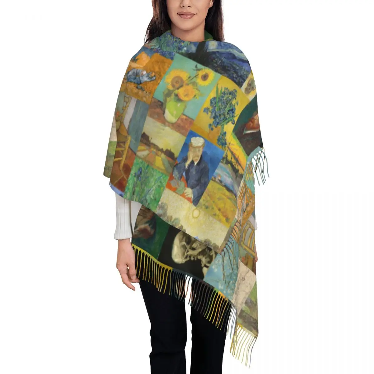 

Customized Print Vincent Van Gogh Painting Collage Scarf Women Men Winter Fall Warm Scarves Shawl Wrap