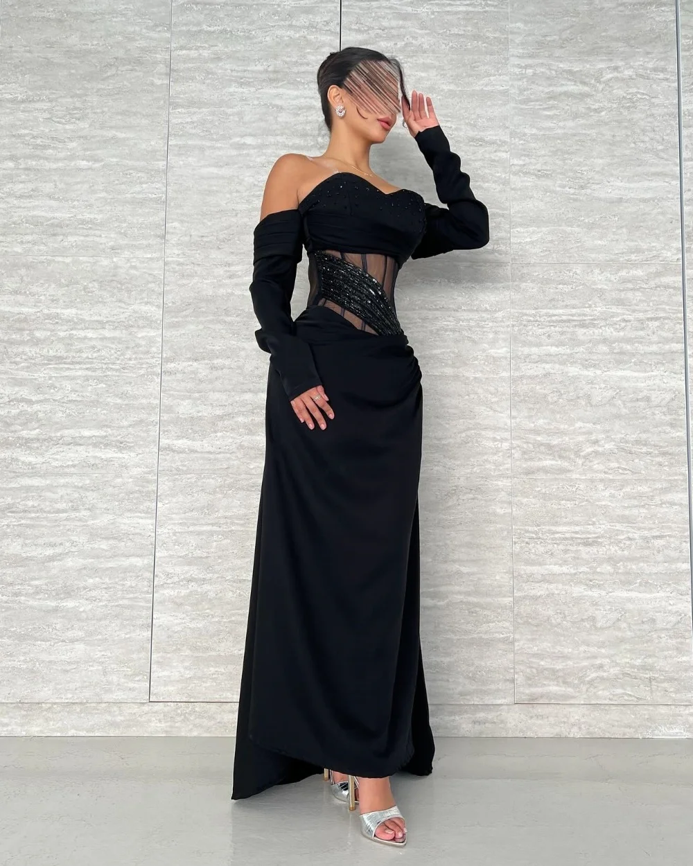 

Customized High Quality Exquisite Jersey Sequined Pleat Straight Sweetheart Long Dresses Bespoke Occasion Dresses Intricate