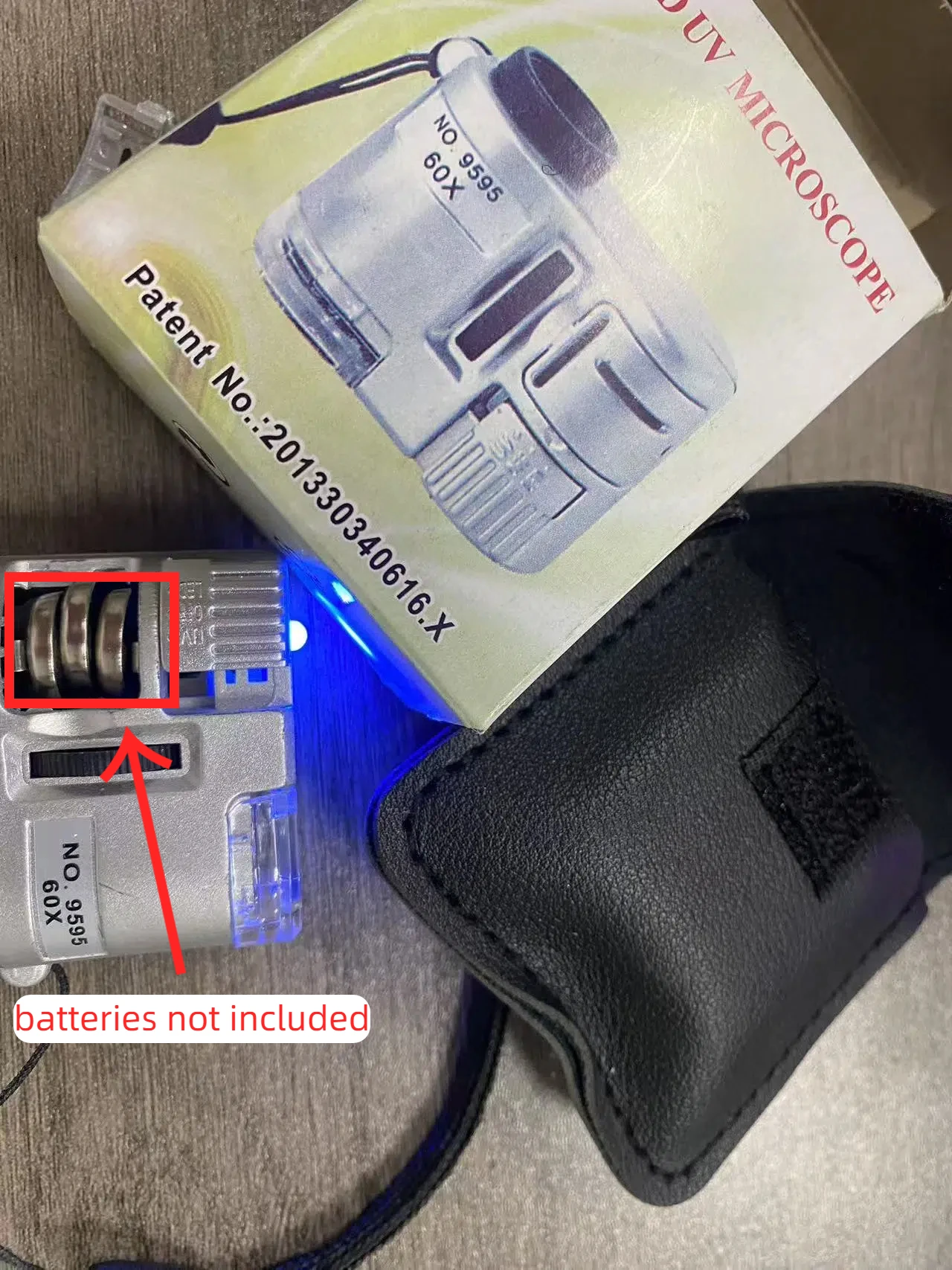 60X Mini Pocket Magnifier With LED Light Handheld UV Magnifying Glass Portable Jeweler Loupe Microscope