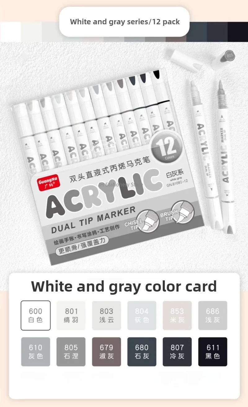 GuangNa Dual Tip Neuer drückenfreier Student Malerei Handzeichnung Acryl Marker Gerader flüssiger wasserdichter Graffiti-Stift – Detail 16