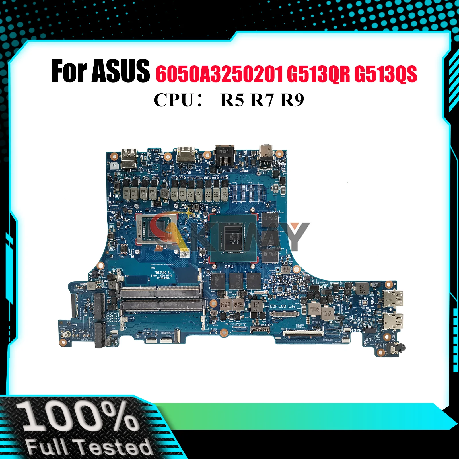 

6050A3250201 Laptop Motherboard For ASUS ROG Strix G15 G513QR G513QS G513Q G513QM Mainboard With R5 R7 R9 CPU tests OK fast ship