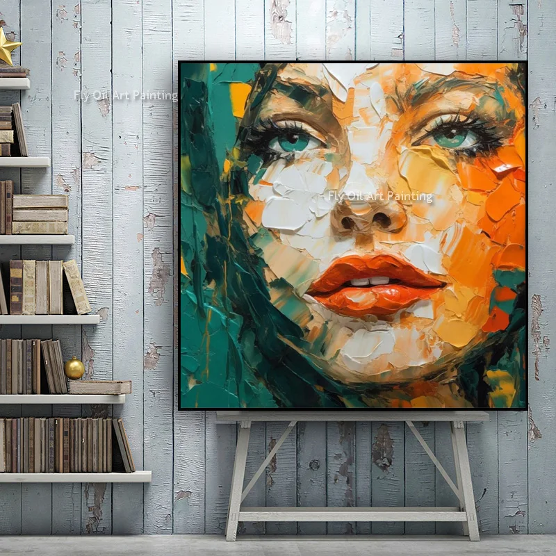 Hand Painted Abstract Feminine Charm Beautiful Woman Oil Painting Color Impression Canvas Painting For Home Wall Decor Unframed
