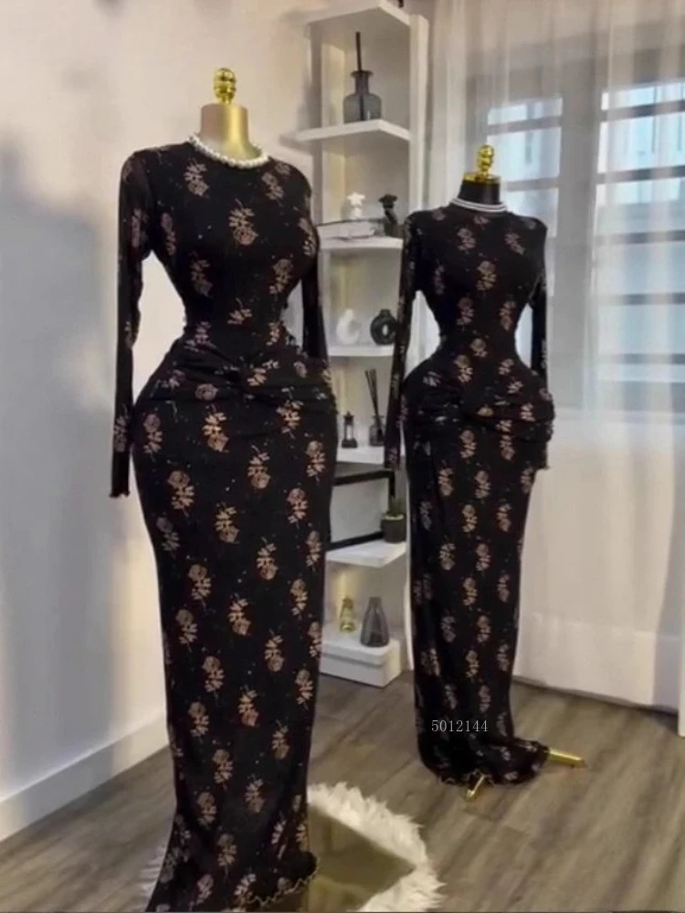 Femmes à manches longues imprimé fleuri empilé moulante longue robe 2025 automne soirée anniversaire soirée robes robes Sexy